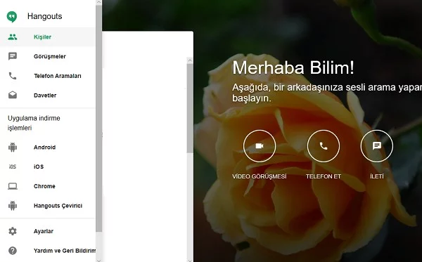 Google Hangouts giris Bilim Şenliği