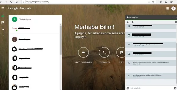 Google Hangouts mesajlasma Bilim Şenliği