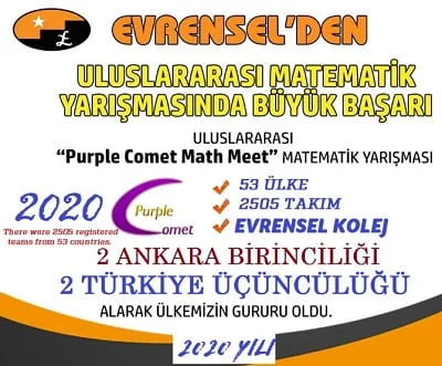 EVRENSEL’DEN ULUSLARARASI PURPLE COMET MATEMATİK YARIŞMASI’NDA ÇİFTE BAŞARI 1 matematik başarısı