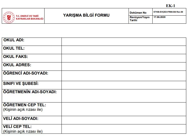yarisma bilgi formu Bilim Şenliği
