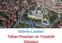Edirne Liseleri Taban Puanları 2024 1. Tercih LGS MEB Edirne Liseleri