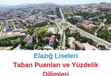 Elazığ Liseleri Taban Puanları 2024 1. Tercih LGS MEB Elazığ Liseleri