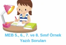 5., 6., 7. ve 8. Sınıf Örnek Yazılı Soruları Örnek Yazılı Soruları