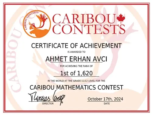 EVRENSEL CARIBOU MATEMATİK OLİMPİYATLARINDA 2 ALTIN MADALYA İLE ŞAMPİYON 3 Caribou Matematik