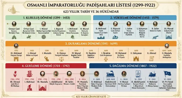 Osmanlı İmparatorluğu Padişahları Listesi (1299-1922 Güncel Liste) 1 Osmanlı İmparatorluğu Padişahları