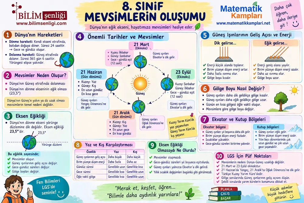 8. Sınıf Mevsimlerin Oluşumu Konu Anlatımı – LGS Fen Bilimleri 1 Mevsimlerin Oluşumu