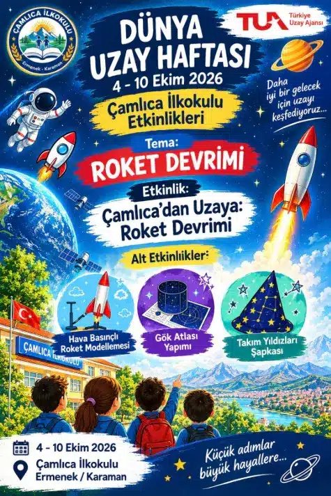 Ermenek Çamlıca İlkokulu'nda Dünya Uzay Haftası Etkinlikleri 1 Dünya Uzay Haftası Etkinlikleri